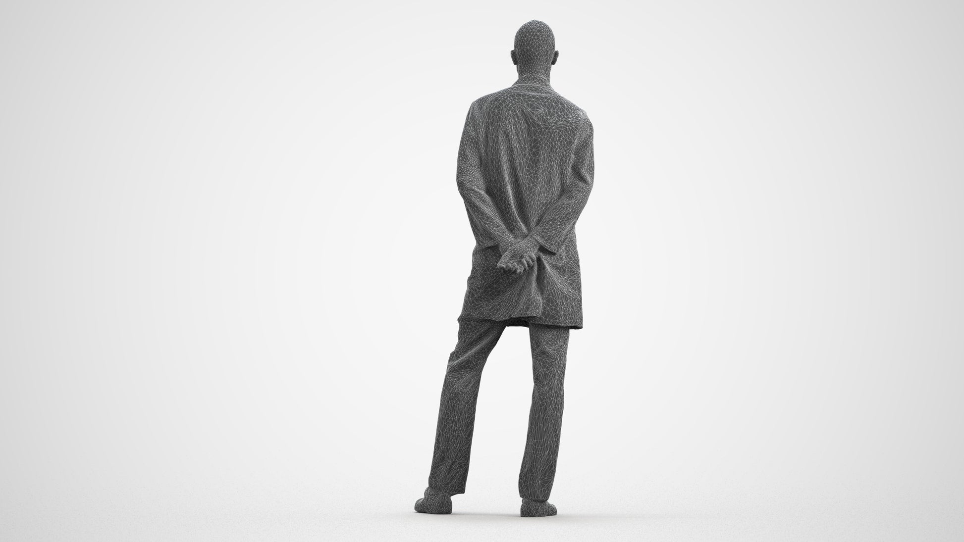 photogrammetry 3D man medical, realistic human model archviz FBX, wireframe front view