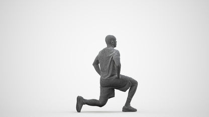realistic 3D human man sport, archviz people FBX OBJ for Blender, wireframe side view
