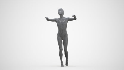 3D scanned woman pool, photorealistic archviz people for Enscape and SketchUp, three-quarter front view render