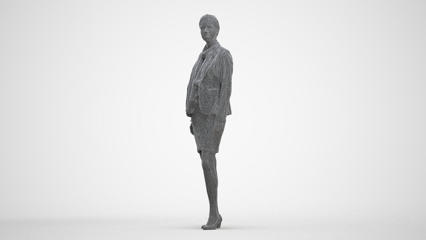 realistic 3D people woman business, render-ready for V-Ray and Corona, FBX OBJ, three-quarter front view render