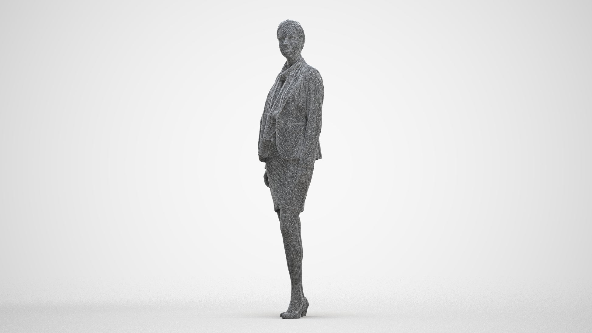 realistic 3D people woman business, render-ready for V-Ray and Corona, FBX OBJ, three-quarter front view render