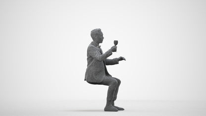 realistic 3D human man formal formalaffairs, archviz people FBX OBJ for Blender, wireframe side view