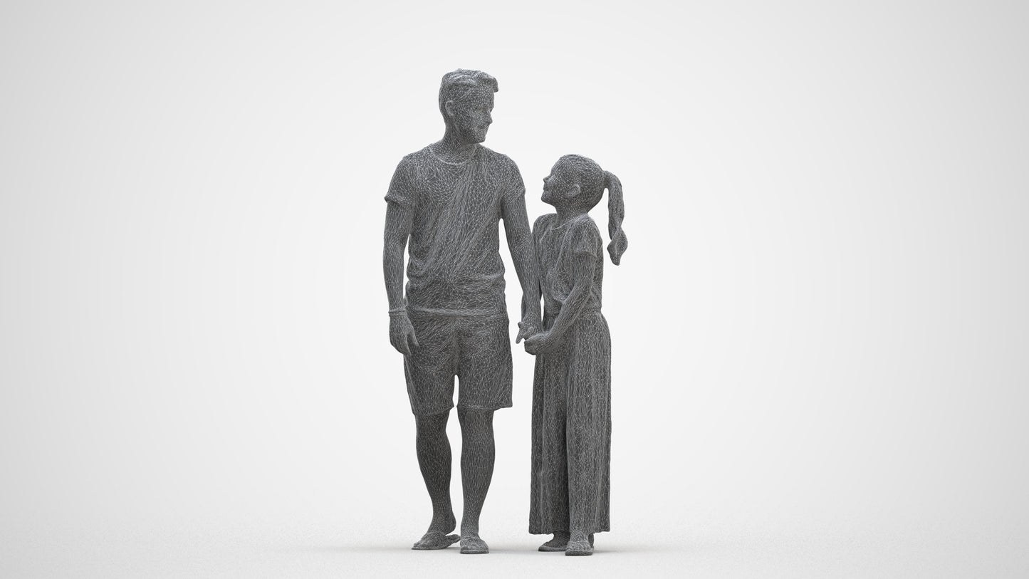 realistic 3D human girl kids, archviz people FBX OBJ for Blender, three-quarter front view render