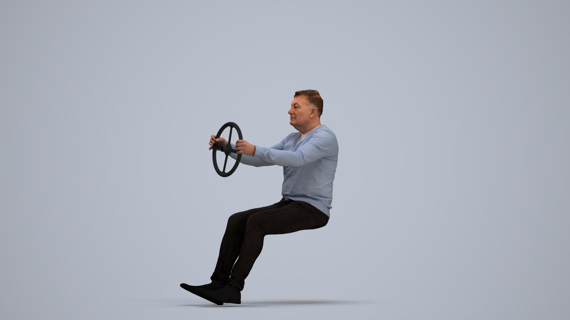 3D people model man business driving, scanned human for 3ds Max rendering, standing pose render