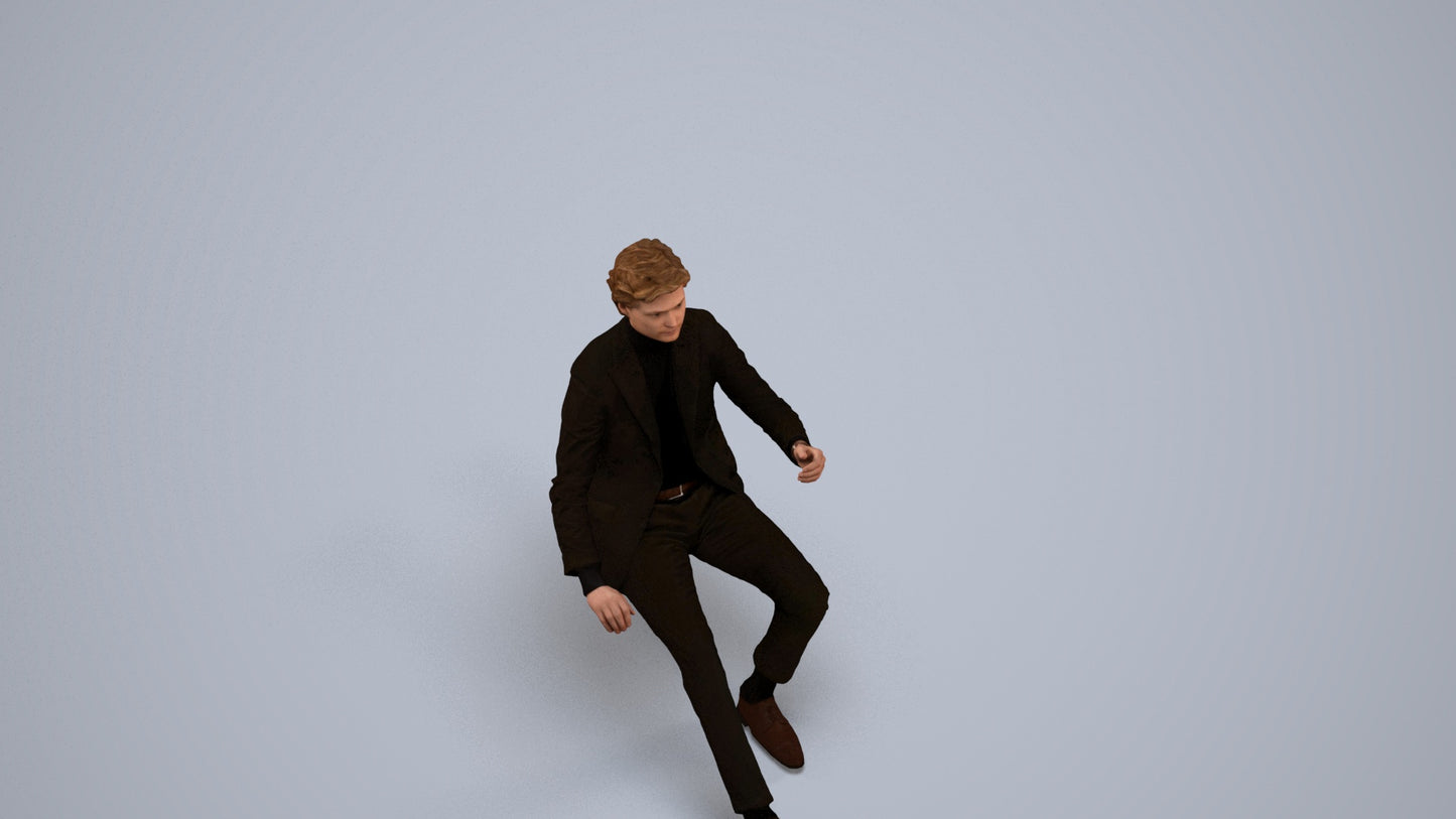 realistic 3D people man business driving, render-ready for V-Ray and Corona, FBX OBJ, back view render