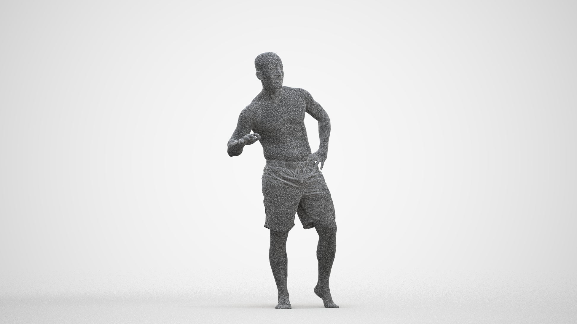 realistic 3D human man pool, archviz people FBX OBJ for Blender, three-quarter front view render