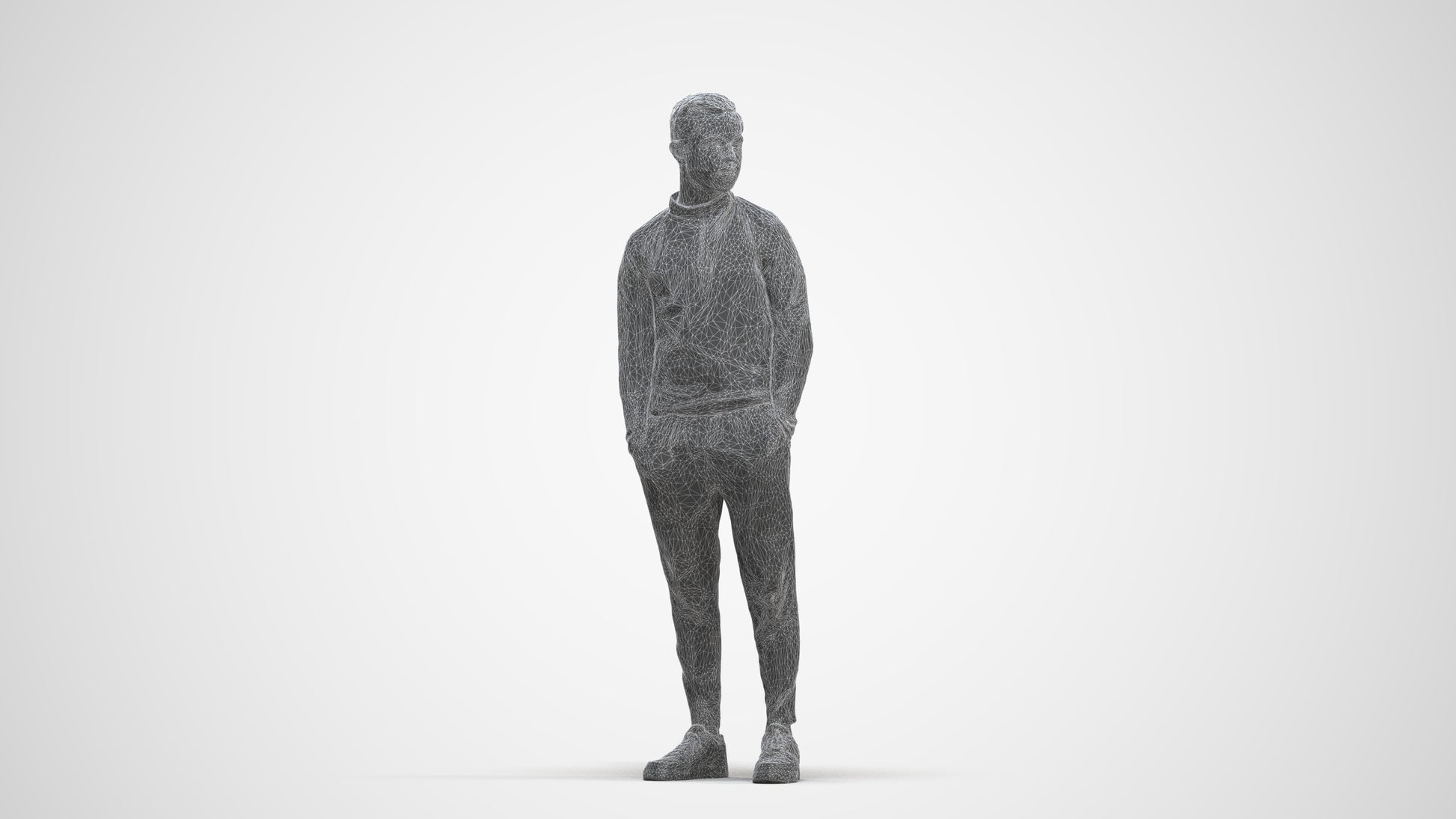 3D scanned boy kids casual, photorealistic archviz people for Enscape and SketchUp, three-quarter front view render