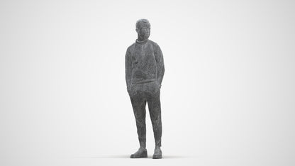 3D scanned boy kids casual, photorealistic archviz people for Enscape and SketchUp, three-quarter front view render