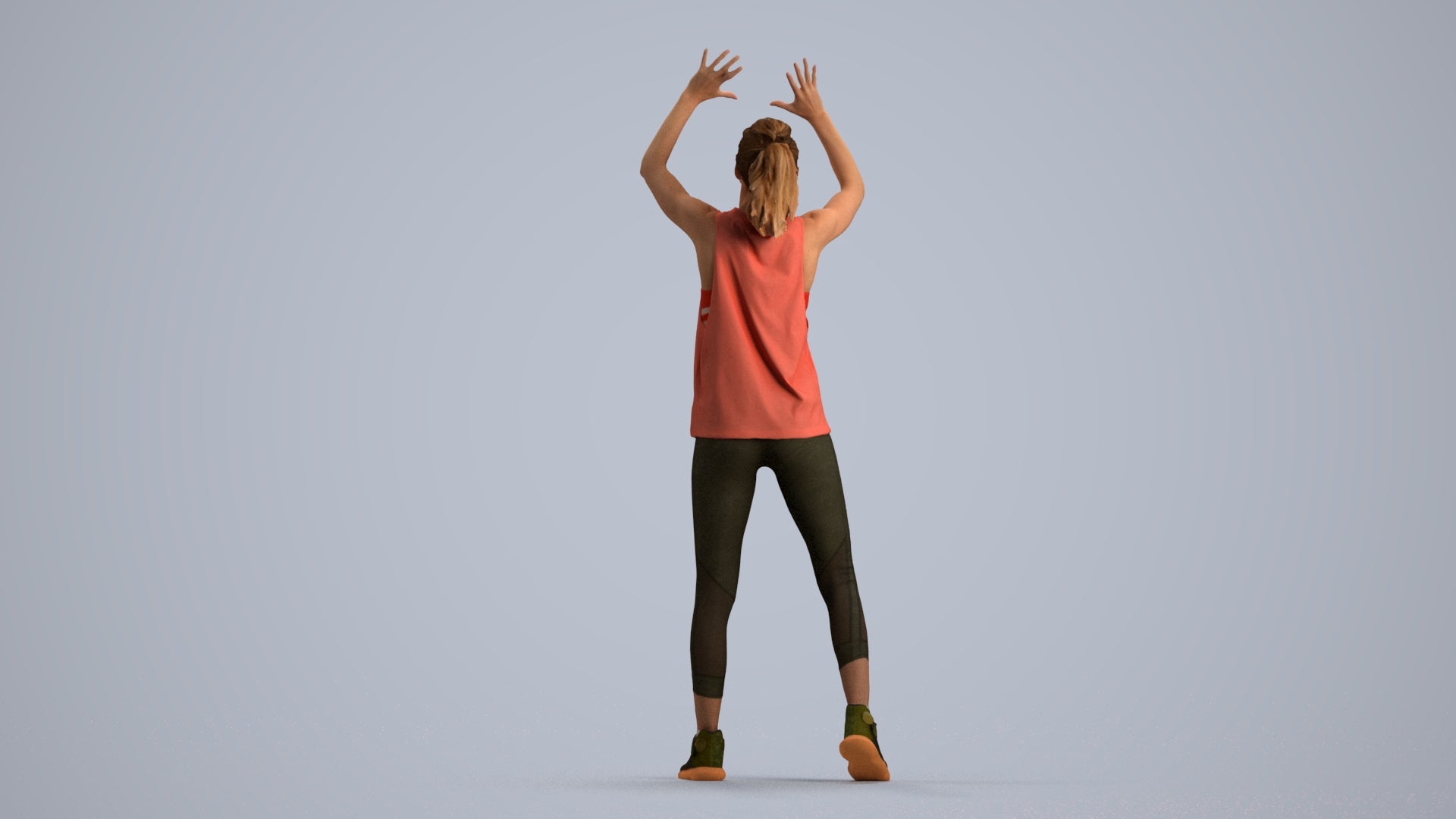 scanned 3D woman sport, photogrammetry people for Enscape and V-Ray, front view render