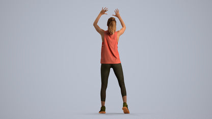 scanned 3D woman sport, photogrammetry people for Enscape and V-Ray, front view render
