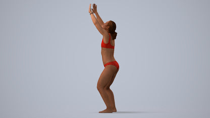 scanned 3D woman pool, photogrammetry people for Enscape and V-Ray, three-quarter view render