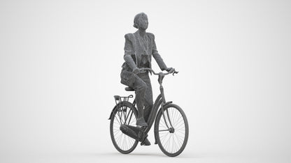3D people model woman business cycling, scanned human for 3ds Max rendering, three-quarter front view render