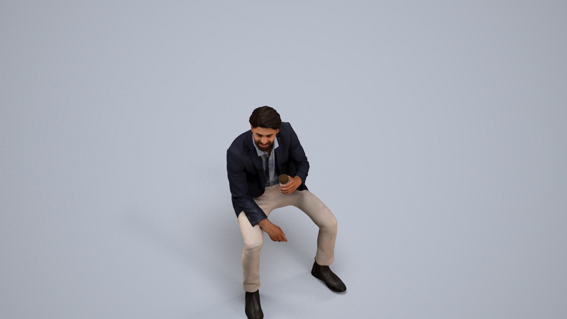 photogrammetry 3D man business, realistic human model archviz FBX, back view render