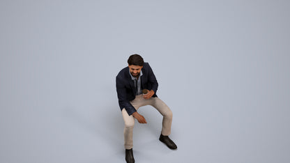 photogrammetry 3D man business, realistic human model archviz FBX, back view render