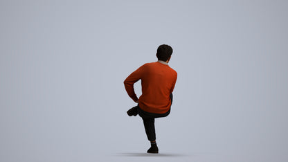 3D human model man casual sitting, photogrammetry scanned person for archviz, front view render