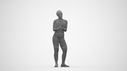 scanned 3D woman sport, photogrammetry people for Enscape and V-Ray, wireframe back view