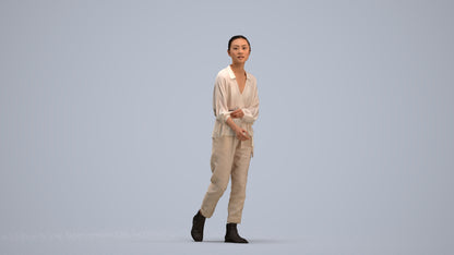 realistic 3D human woman casual walking, archviz people FBX OBJ for Blender, standing pose render