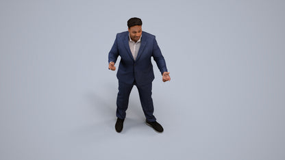 3D human model man business, photogrammetry scanned person for archviz, back view render