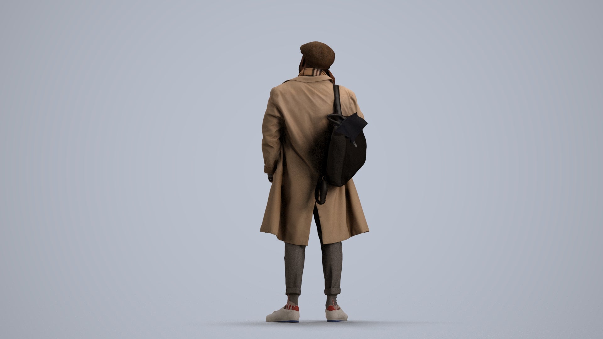 3D people model man casual standing, scanned human for 3ds Max rendering, front view render