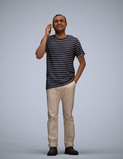 photogrammetry 3D man casual standing, realistic human model archviz FBX