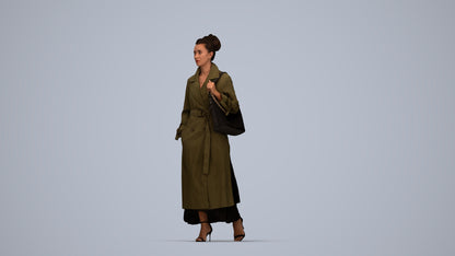 photogrammetry 3D woman casual walking, realistic human model archviz FBX, top-down view render