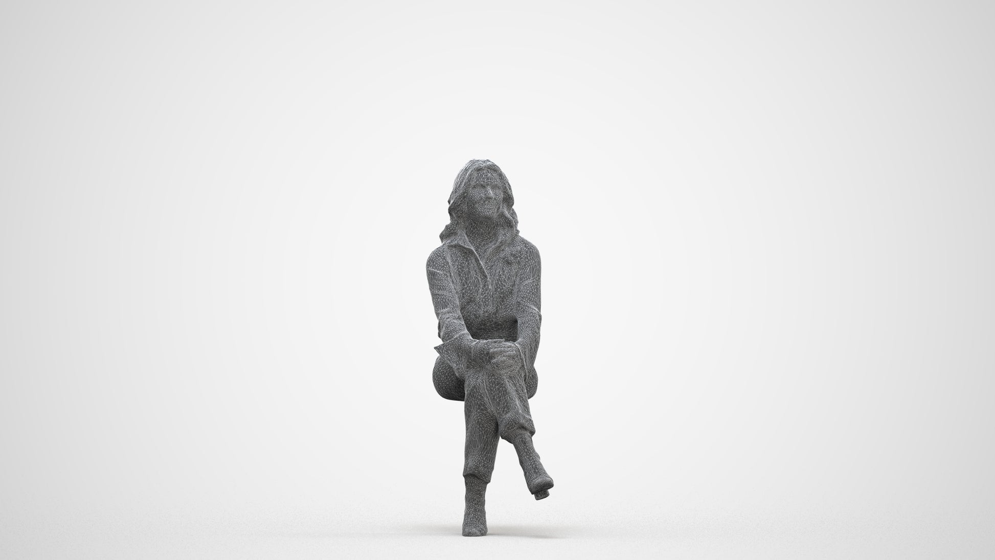 3D human model woman business formalaffairs, photogrammetry scanned person for archviz, three-quarter front view render