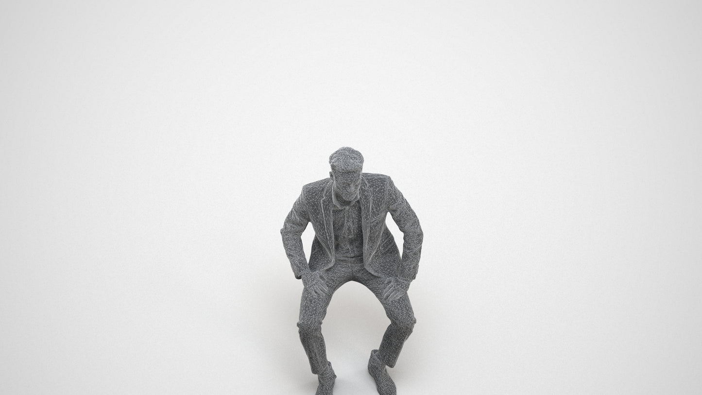 realistic 3D man business pool, scanned archviz people for Blender and 3ds Max, wireframe three-quarter view
