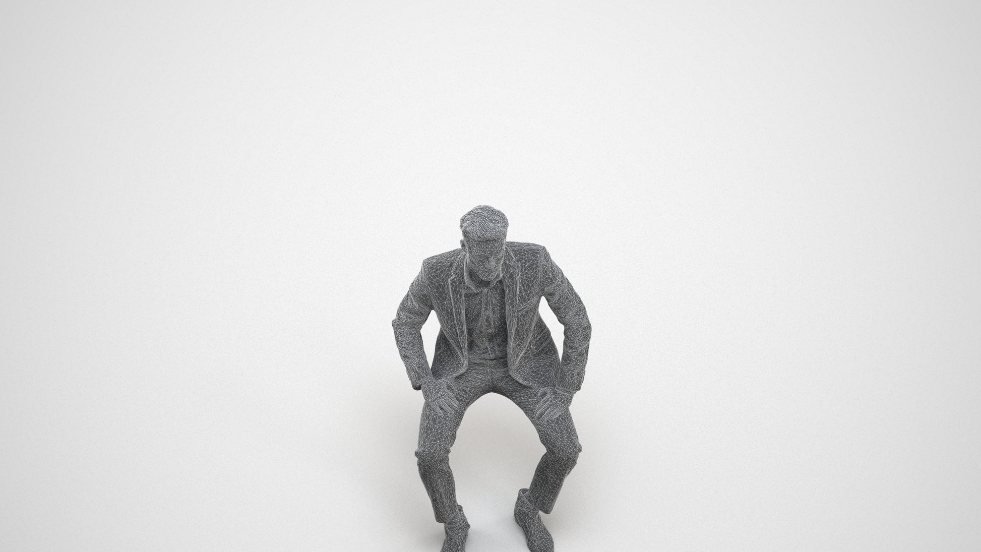 realistic 3D man business pool, scanned archviz people for Blender and 3ds Max, wireframe three-quarter view