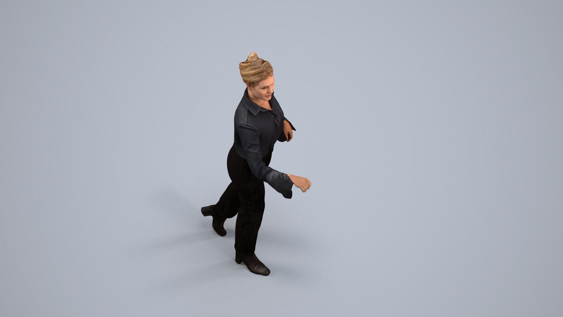 scanned 3D woman business door, photogrammetry people for Enscape and V-Ray, back view render