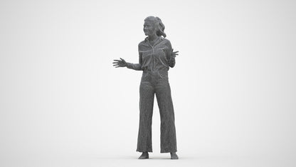scanned 3D woman casual standing, photogrammetry people for Enscape and V-Ray, three-quarter front view render