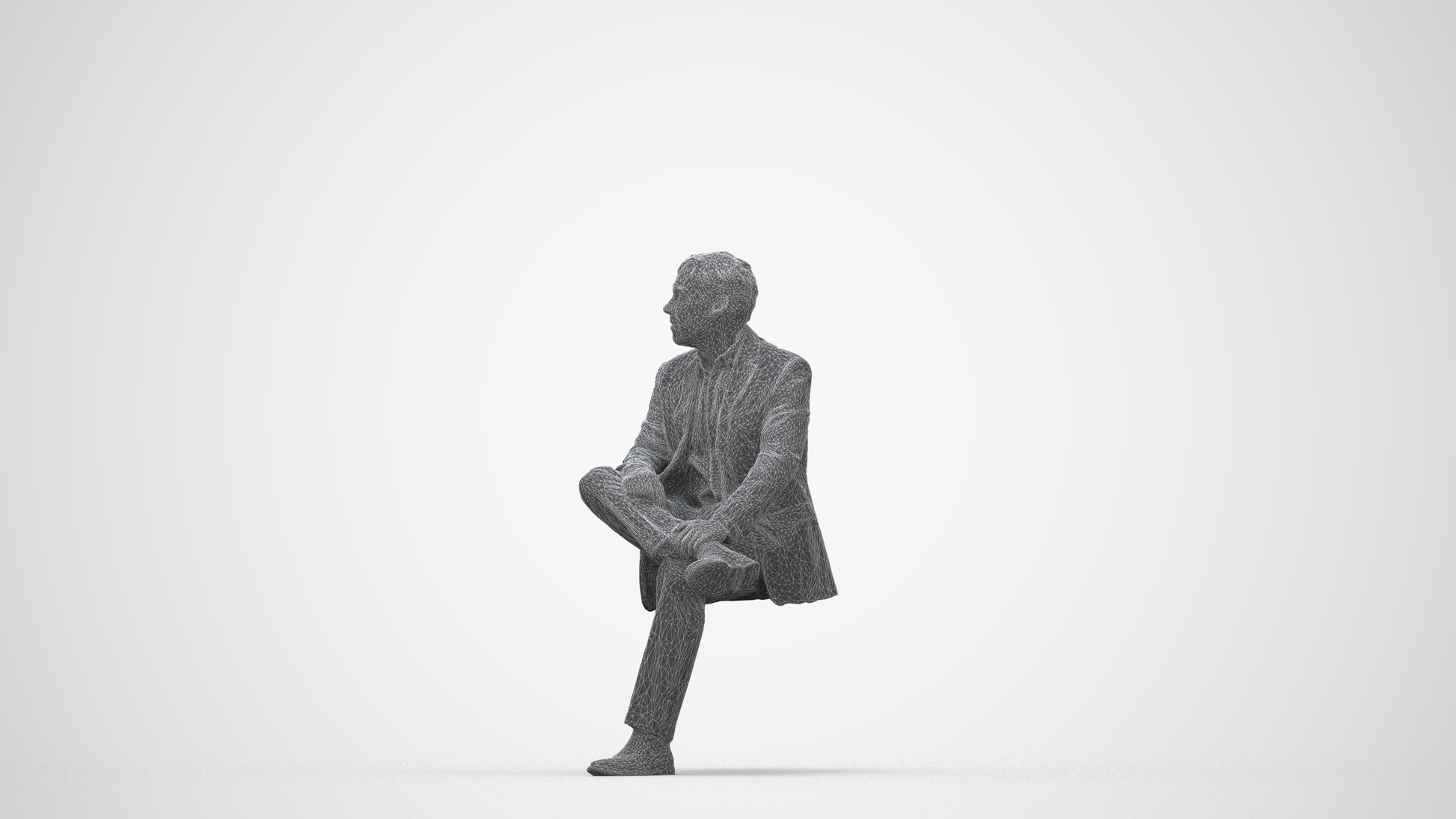 photogrammetry 3D man business, realistic human model archviz FBX, wireframe back view