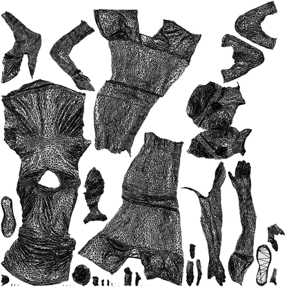 3D human model woman sport, photogrammetry scanned person for archviz, wireframe top-down view
