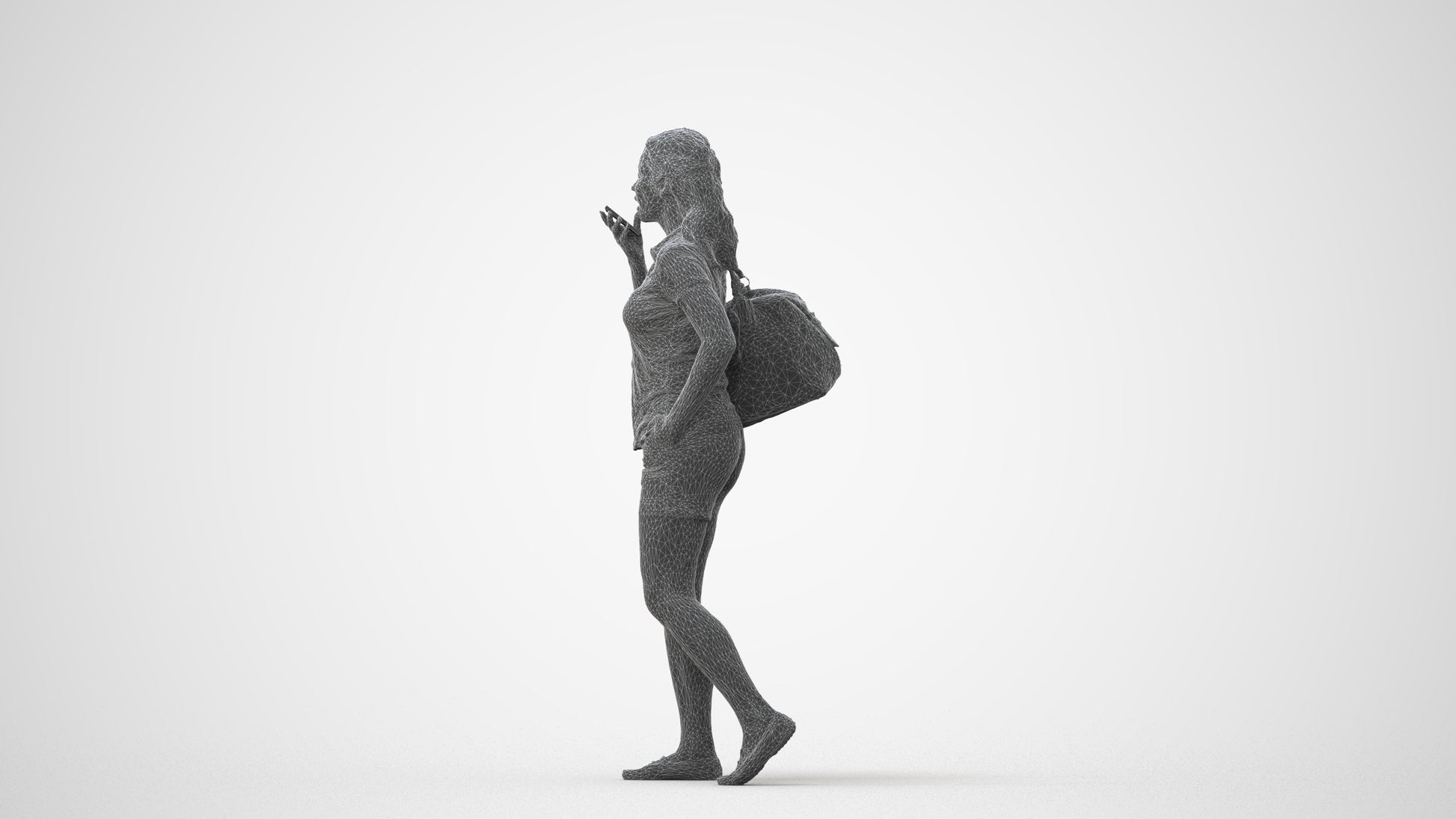 realistic 3D people woman casual walking, render-ready for V-Ray and Corona, FBX OBJ, square thumbnail