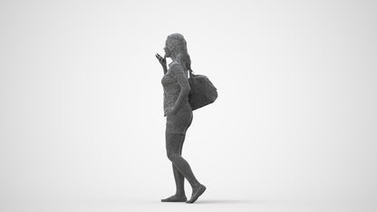 realistic 3D people woman casual walking, render-ready for V-Ray and Corona, FBX OBJ, square thumbnail