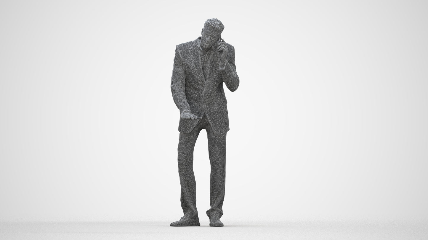 3D scanned man business, photorealistic archviz people for Enscape and SketchUp, wireframe back view