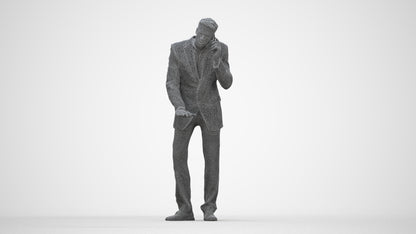 3D scanned man business, photorealistic archviz people for Enscape and SketchUp, wireframe back view