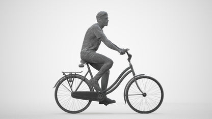 realistic 3D people man casual cycling, render-ready for V-Ray and Corona, FBX OBJ, wireframe side view