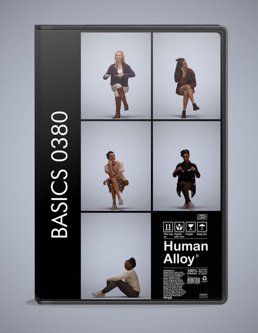 3D people models sitting bundle, 5 scanned humans for 3ds Max rendering