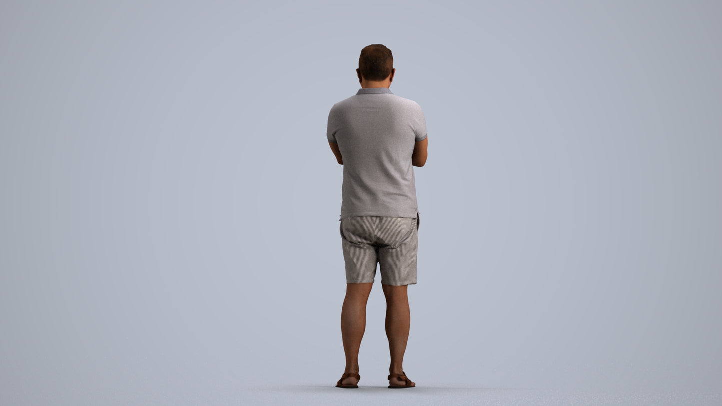 realistic 3D human man casual standing, archviz people FBX OBJ for Blender, front view render