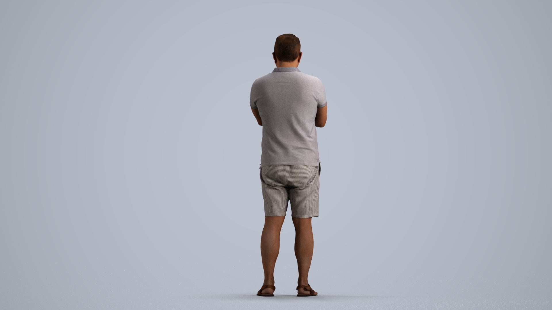 realistic 3D human man casual standing, archviz people FBX OBJ for Blender, front view render