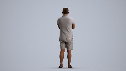 realistic 3D human man casual standing, archviz people FBX OBJ for Blender, front view render