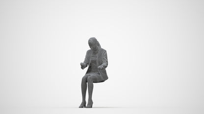 3D human model woman business, photogrammetry scanned person for archviz, wireframe back view