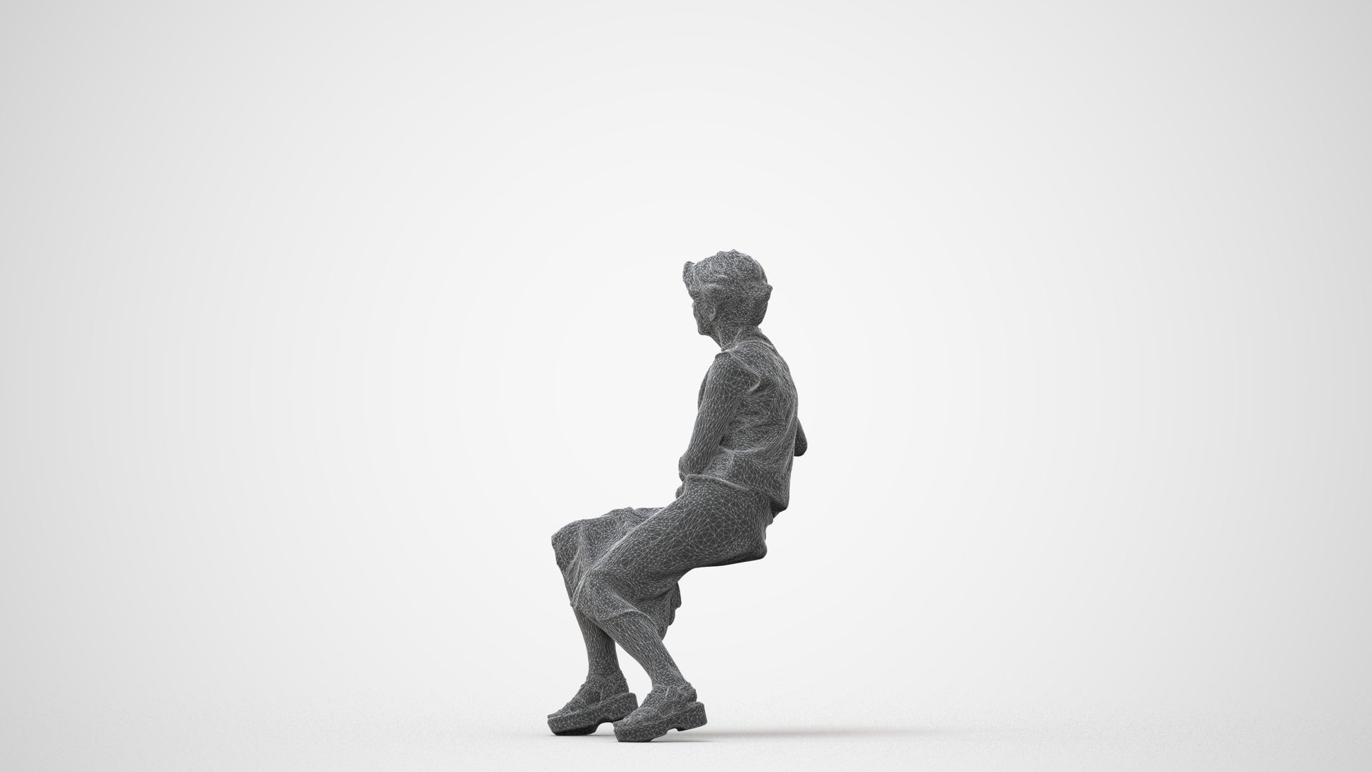 3D scanned woman sitting casual, photorealistic archviz people for Enscape and SketchUp, square thumbnail
