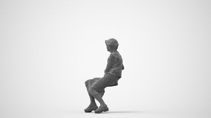 3D scanned woman sitting casual, photorealistic archviz people for Enscape and SketchUp, square thumbnail