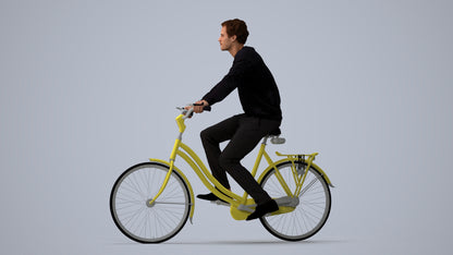 3D people model man casual cycling, scanned human for 3ds Max rendering, three-quarter view render