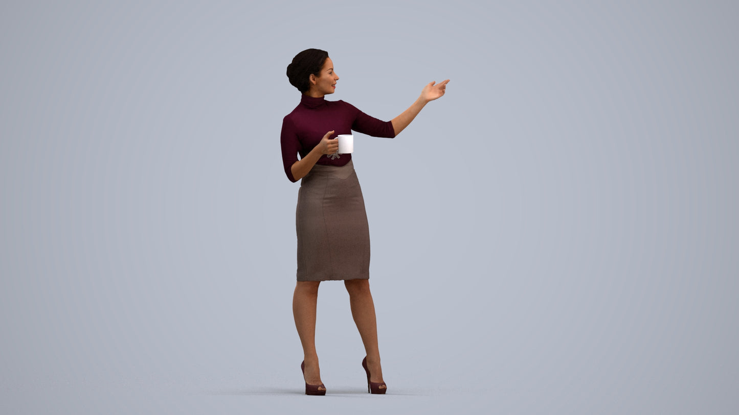 photogrammetry 3D woman business, realistic human model archviz FBX, standing pose render
