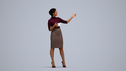 photogrammetry 3D woman business, realistic human model archviz FBX, standing pose render
