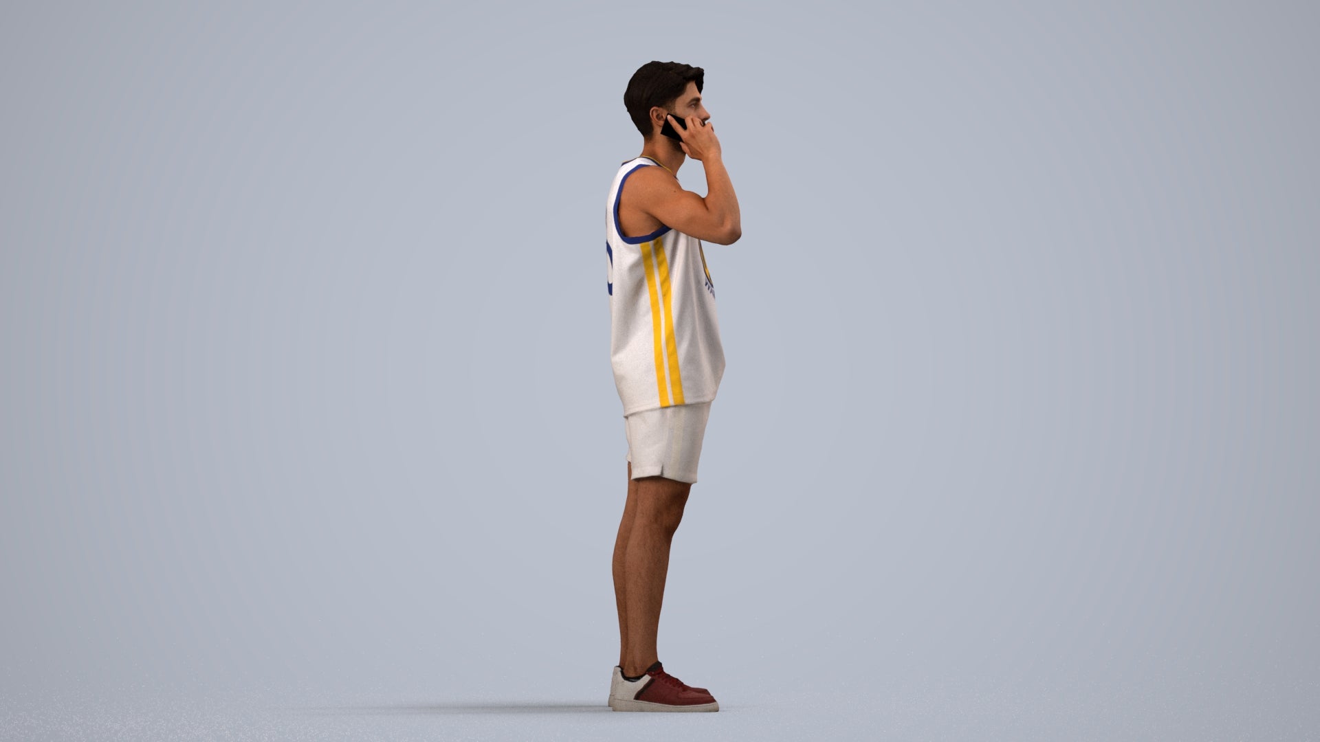 photogrammetry 3D man sport standing, realistic human model archviz FBX, side view render