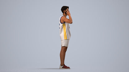 photogrammetry 3D man sport standing, realistic human model archviz FBX, side view render