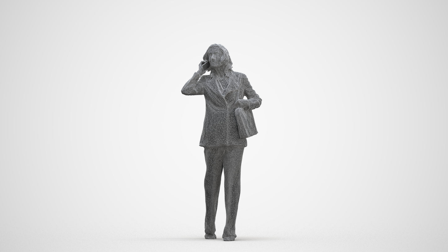 scanned 3D senior woman business walking, photogrammetry people for Enscape and V-Ray, three-quarter front view render
